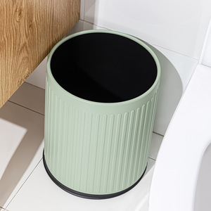 Cylindrical Plastic Waste <b>Bin</b> Open Indoor Use Light Green 3L Bathroom Kitchen Trash Can - Product Image 1