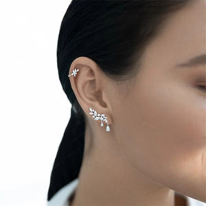 FUAMAY — Boucles D'oreilles en diamant, bijoux de danse, 2021, en forme de goutte d'eau, Long, chaîne grimpante, en forme de goutte d'eau - Product Image 6