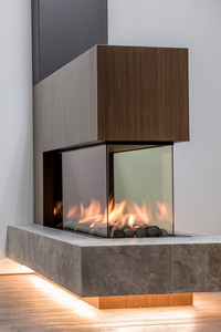 เตาผิงแอลกอฮอล์แบบติดผนัง ดีไซน์ร่วมสมัย โครงเหล็กโครเมียม สำหรับใช้ภายใน/ภายนอกอาคาร พร้อมที่วางทีวีในตัว เหมาะสำหรับห้องนั่งเล่น - Product Image 5