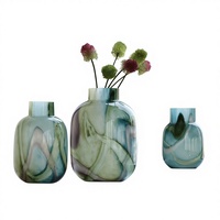 Vase en verre soufflé de style médiéval, dégradé de couleurs, ornement en verre pour salon, table à manger, hydroponique, rétro, minimaliste