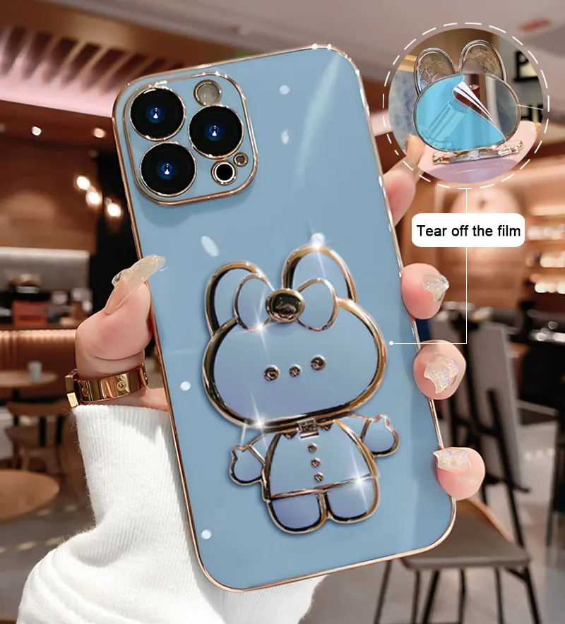 For Funda Samsung Galaxy A52 A53 A52S 5G 4G Case For Samsung A32 52 72 Luxury Phone Case Cover Cute Rabbit Holder Mirror Celular