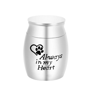 Urnes de crémation gravées en forme de patte de chien, pour cendres d'animaux de compagnie, Mini-urne commémorative humaine, souvenir en acier inoxydable-toujours dans mon cœur - Product Image 1