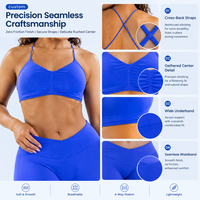 Ensemble de yoga sans couture pour femme : Soutien-gorge de sport dos croisé et leggings taille en V, extensible dans les 4 sens, séchage rapide, doux comme des nuages, pour fitness et entraînement