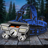 Gilet de sécurité vert à cinq têtes LED, rechargeable par USB, lampe frontale en silicone IP65, lumière blanche chaude 2700K, lampe minière, camping en plein air
