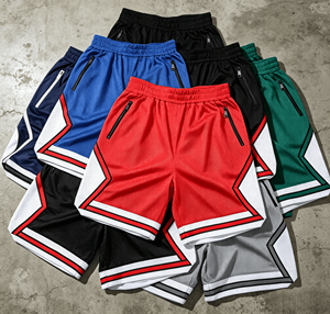 High Quality Vintage Summer Breathable Mesh Knitted Polyester Mens <b>Elastic</b> Waist Mid Printed Custom Basketball Shorts - Product Image 3