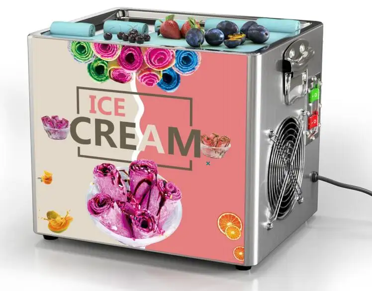 Hot selling fry ice cream a glace mini commercial mini roll ice cream maker machine