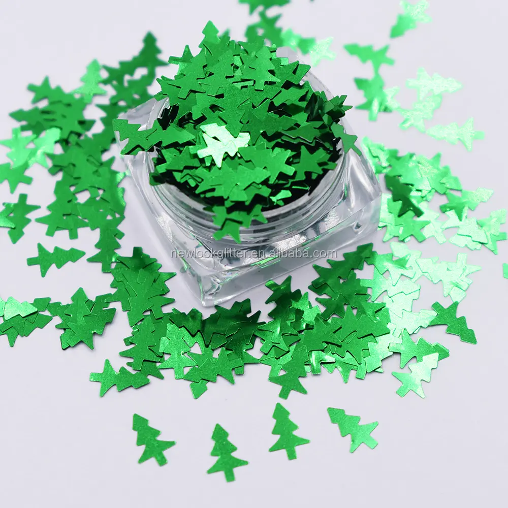 China manufacturer green Christmas trees glitter shape for Christmas Crafting DIY toys decoration