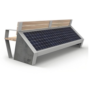 Bancs d'extérieur modernes en acier galvanisé et acier inoxydable, solaires intelligents pour patios publics, parcs, gymnases, supermarchés, hôpitaux - Product Image 4
