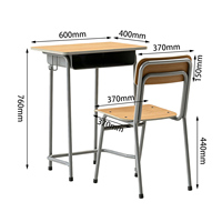 Meubles de classe modernes, plateau en contreplaqué de 1,5 mm d'épaisseur, ensemble de bureau et de chaise en bois pour étudiants, pour l'université