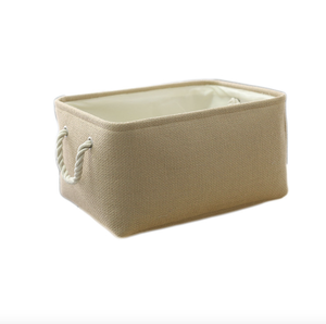 Hot Selling Flax Handmade Square Basket Storage With Cotton Rope Handle