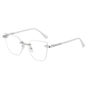 Nuevas <span class=keywords><strong>Gafas</strong></span> Anti Luz Azul sin Marco para <span class=keywords><strong>Mujer</strong></span> con Lentes <span class=keywords><strong>de</strong></span> PC para Rostro Redondo, Compatibles con Lentes Graduadas para Miopía, Modelo 9760 - Product Image 4
