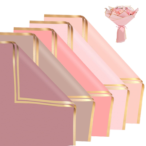 56*56cm Florist Packaging Wholesale Cheap Flower Golden Edge Bouquets Waterproof Flower <b>Wrapping</b> <b>Paper</b> - Product Image 1