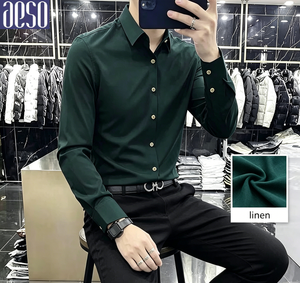 <span class=keywords><strong>Camicia</strong></span> da <span class=keywords><strong>Uomo</strong></span> Senza Stiratura con Colletto Rovesciato, Maniche Lunghe, Casual, Slim-Fit, Elasticizzata, Senza Cuciture, Primaverile, Alla Moda e di Grande Successo - Product Image 1