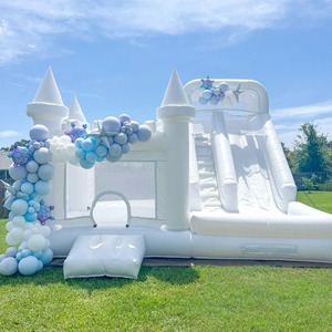 Casa <span class=keywords><strong>de</strong></span> rebote blanca para niños <span class=keywords><strong>de</strong></span> fiesta <span class=keywords><strong>de</strong></span> boda Castillo hinchable blanco con tobogán y pozo <span class=keywords><strong>de</strong></span> <span class=keywords><strong>bolas</strong></span> - Product Image 1