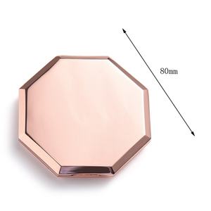 Unique Design Octagon Shape Rose Gold Epoxy Logo Customized Pocket Vanity Mirror - Product Image 5