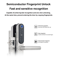Serrure de porte intelligente à cylindre avec lecteur d'empreintes digitales, en acier inoxydable 304, application Tuya, entrée sans clé