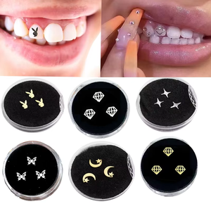 Kit de 3 Piezas de Gemas Dentales de Moda, Adornos de Cristal y Metal para Blanqueamiento Dental, Joyería para Dentaduras Postizas - Product Image 1