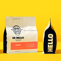 Sachets plats personnalisés en PE, étanches, thermoscellables, de qualité alimentaire, pour l'emballage de thé et de grains de café, avec valves de dégazage, vente en gros