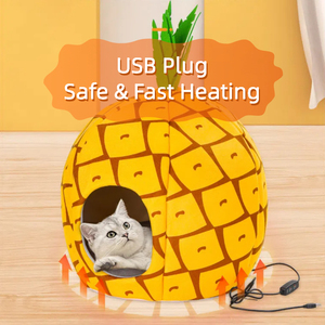 Minuterie Réglable Radiateur Chat Lit Mignon Ananas Conception Durable Tissu Pet House Chaud Confortable Intérieur Cave pour Grands Chats Chiots - Product Image 5