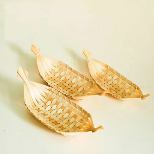 Panier à fruits en bambou tressé en forme de bateau, petit plateau décoratif naturel de style japonais pour la décoration de la maison - Product Image 6