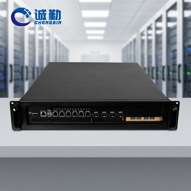 2U Rack Server Chassis 4 * SFP 10Gbps 6 Lan Dual Power Supply Intel 12th 13th Gen LGA 1700 2U Server Case for Network Security