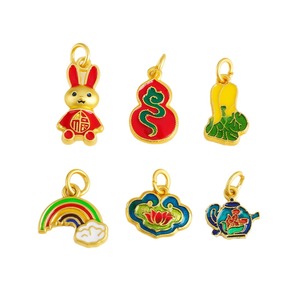 Pendentif gourde émaillée chinoise traditionnelle en alliage, composants de bijoux pour la fabrication de bracelets et colliers DIY, vente en gros - Product Image 5