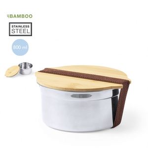 Wholesale Portable 800ml Round Shape Stainless Steel UV Printed <b>Lunch</b> <b>Box</b> Eco-friendly Bamboo Lid for Office & Home Food Storage - Product Image 2