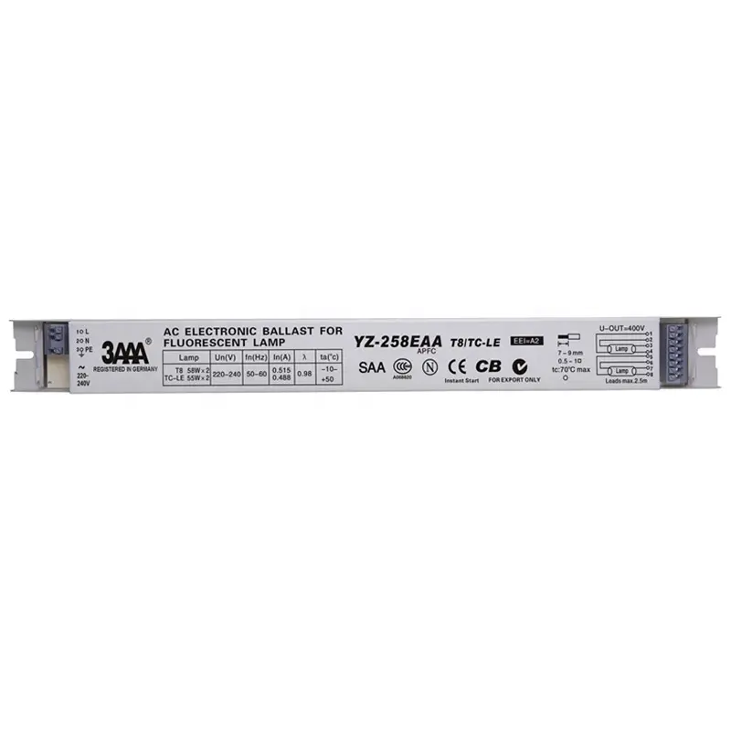 3AAA YZ-258EAA T8/TC-L 220V 2*58W 2*55 Вт T8 электронный балласт для T8 люминесцентной лампы и жестяным мусорным баком выпрямителя