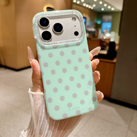 Coque de protection colorée à pois pour iPhone 17 Pro Max 14 15 16 Pro, style fantaisie, antichoc IMD, pour femmes