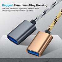 Câble adaptateur OTG en nylon tressé Micro USB / type C, adaptateur de synchronisation de données, connecteur pour téléphone portable, souris, clavier, 2 en 1 USB2.0 pour Huawei