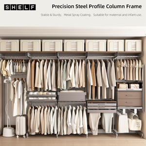 Armadio Moderno Autoportante in Acciaio SHELF - Ecologico, Salvaspazio, Facile da Montare, per Appartamenti, Camere da Letto, Soggiorni, Grande Capacità - Product Image 5