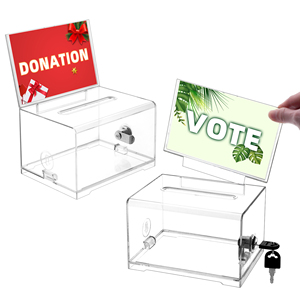 मतदान के लिए सुझाव बॉक्स भंडारण कंटेनर के लिए स्लॉट दान बॉक्स के साथ स्पष्ट मतपत्र बॉक्स - Product Image 1