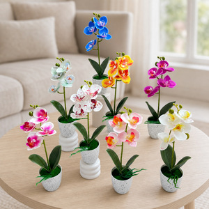 Orchidées Phalaenopsis artificielles avec pot, plantes en pot simulées imprimées en 3D, décorations de bureau à domicile - Product Image 1