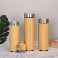 Logo personnalisé 500ml gobelet à thé en bambou isolé sous vide en acier inoxydable tasse à thé de voyage thé aux fruits infuseur bouteille pour lâche