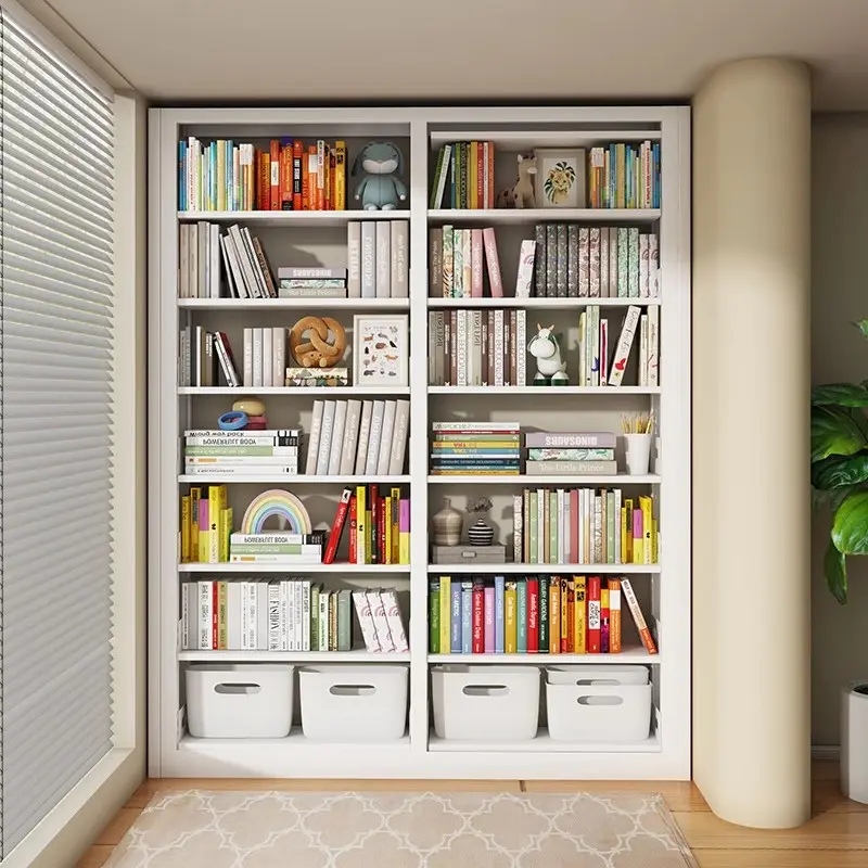Durable Multi-Function Bookshelf Steel Library Furniture Metal Bookcase Rack Filing Cabinets for School Office Use