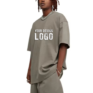 T-shirt pour homme en coton décontracté à manches courtes, taille plus, lavé, vente en gros, personnalisé, 305 g, épaules tombantes, t-shirts amples pour homme - Product Image 2