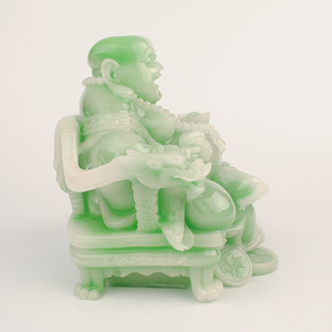 Estatua de Buda Sonriente <span class=keywords><strong>Maitreya</strong></span>, Hecha a Mano, de Resina Roja Antigua, Pintada Artísticamente, Sentado en un Trono, Escultura Budista, Feng Shui - Product Image 5
