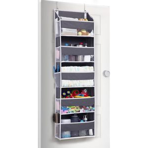 Over Door Organizer 5 <b>Shelves</b> Dark Gray Storage For Baby Products Behind Doors On Walls <b>Hook</b> Type Non Woven Fabric - Product Image 1
