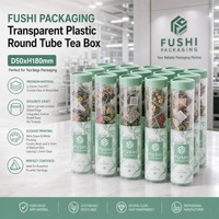 Boîte d'emballage en PET pour thé et café en gros, avec couvercle, tube rond transparent, impression personnalisée
