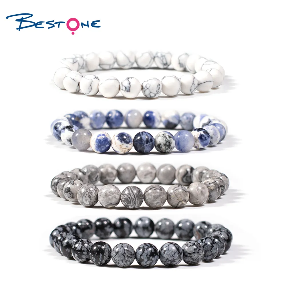 Bestone Fashion Jewelry 8mm Natural Gemstone Magnetic Turquoise Beads Healing Women Stone Bracelet