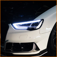 Pour Audi A3 8V 2013 2014 2015 2016 : Ensemble de phares LED améliorés, remplacement noir fumé avec lentille de projecteur et accessoires DRL