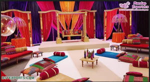 Mehndi-escenario de estilo marroquí con Canopies, decoración de escenario, hermoso Sangeet - Product Image 6