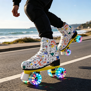 Patins à roulettes quad pour adultes, roues lumineuses en cuir, quatre roues, chaussures de patinage récréatives d'extérieur, hommes femmes Ruidongle - Product Image 2