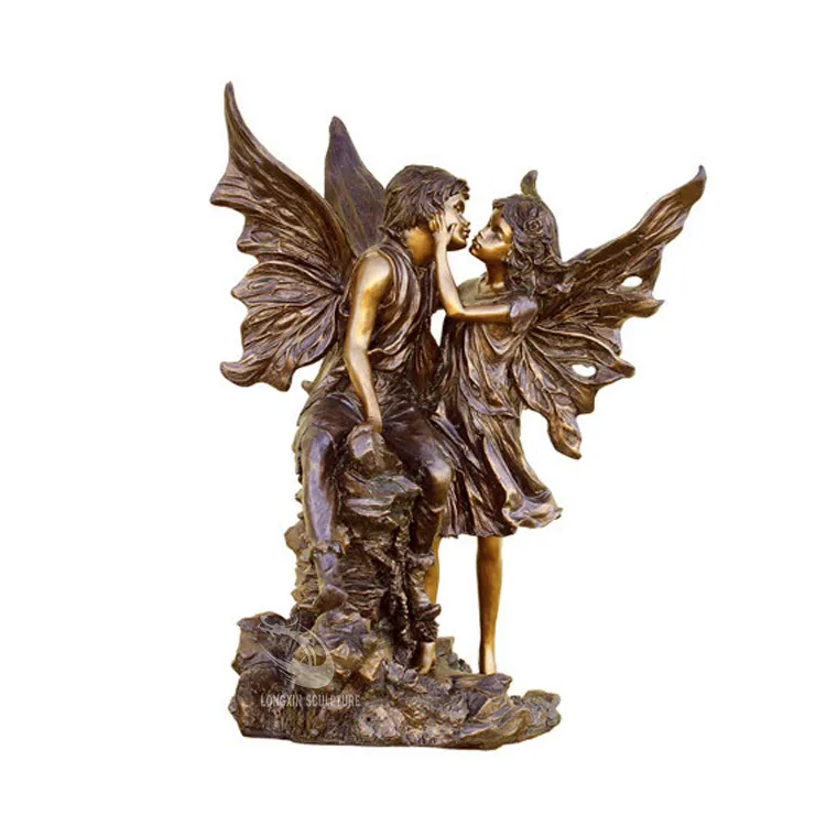 <span class=keywords><strong>Produttori</strong></span> cinesi decorazione del parco ali di diffusione in bronzo che baciano la scultura della statua dell'angelo delle fate