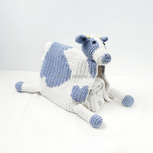 Nouvelle conception, adorable couverture pour bébé en crochet faite à la main, textile de maison pour tout-petits, forme de <span class=keywords><strong>vache</strong></span> mignonne, tricotée - Product Image 2