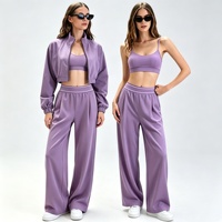 Ensemble de survêtement 3 pièces pour femmes, respirant, avec veste zippée intégrale à ouverture dorsale, pour course, escalade, fitness et yoga en extérieur