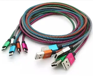 2 m 6 רגליים אוניברסלי ניילון קלוע נייד usb כבל 2 m ארוך אורך 6 רגליים עבור iphone 5 6 7 8x11 12 13 פרו מקס ניילון usb כבל