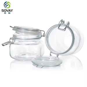 Nhà Máy Outlet Kín <span class=keywords><strong>Jar</strong></span> Kẹp Nắp Lọ Thủy Tinh Mật Ong <span class=keywords><strong>Jar</strong></span> Container Snack Chai Thủy Tinh Với Khóa Kín - Product Image 5