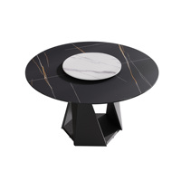 Voxhome Ensemble de table à manger en pierre de roche légère et luxueuse Table ronde moderne simple Chaise Mobilier de salle à manger stable