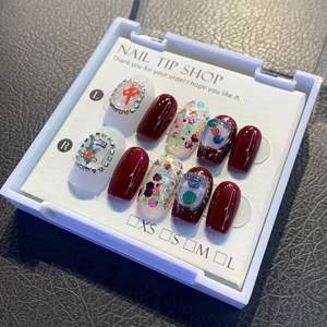 <span class=keywords><strong>Uñas</strong></span> Postizas Hechas a Mano <span class=keywords><strong>de</strong></span> Alta Calidad, Hermosas y Lujosas, Diseño Personalizado, Puntas <span class=keywords><strong>de</strong></span> Gel Acrílico, Pintadas a Mano, Cobertura Completa - Product Image 2